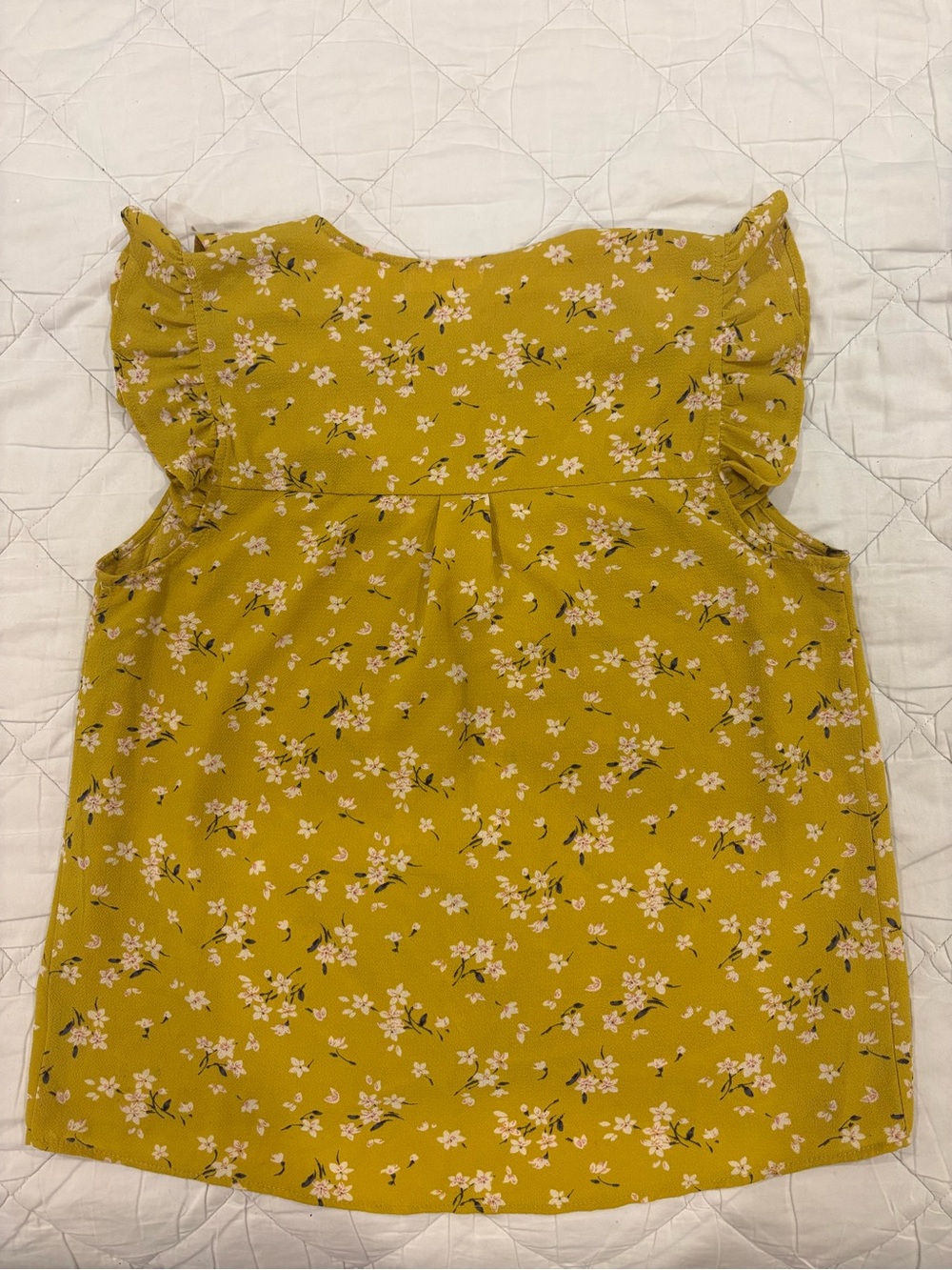 Monteau Yellow Floral Ruffle Blouse – Size L - Picture 2 of 7